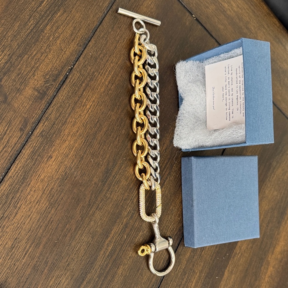 Two-Tone Chunky Chain Bracelet in Gold & Silver